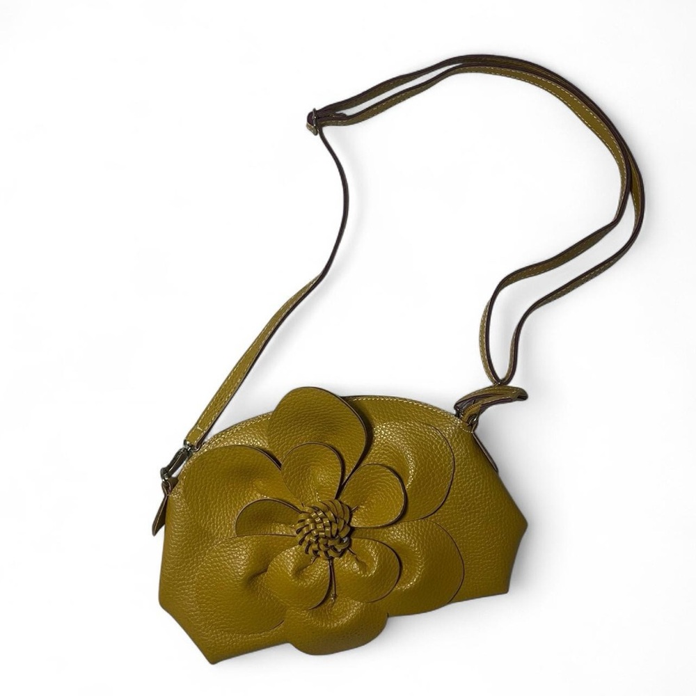 Mellow World Floral Mustard Leather Shoulder Bag